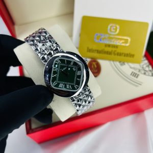 Cartier silver trap chain watch with branded box bag!