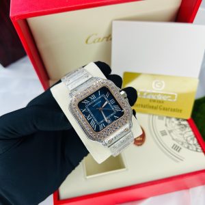 Luxury Cartier stoned watch with branded box and bag!