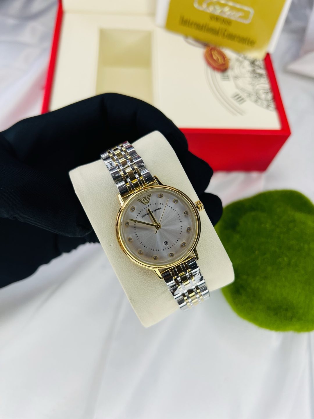 Two toned Emporio Armani watch with paper box! - Image 2