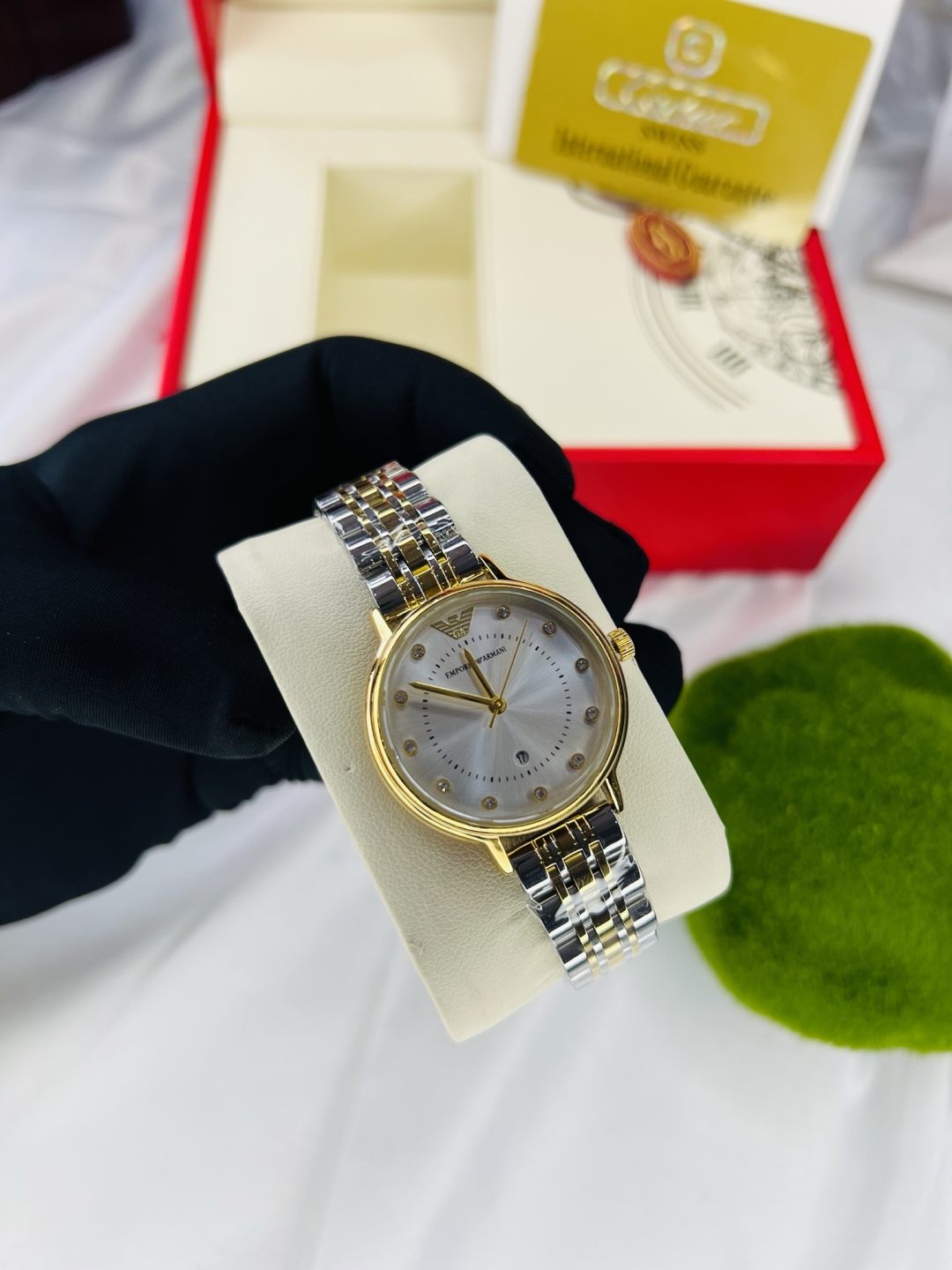 Two toned Emporio Armani watch with paper box! - Image 5