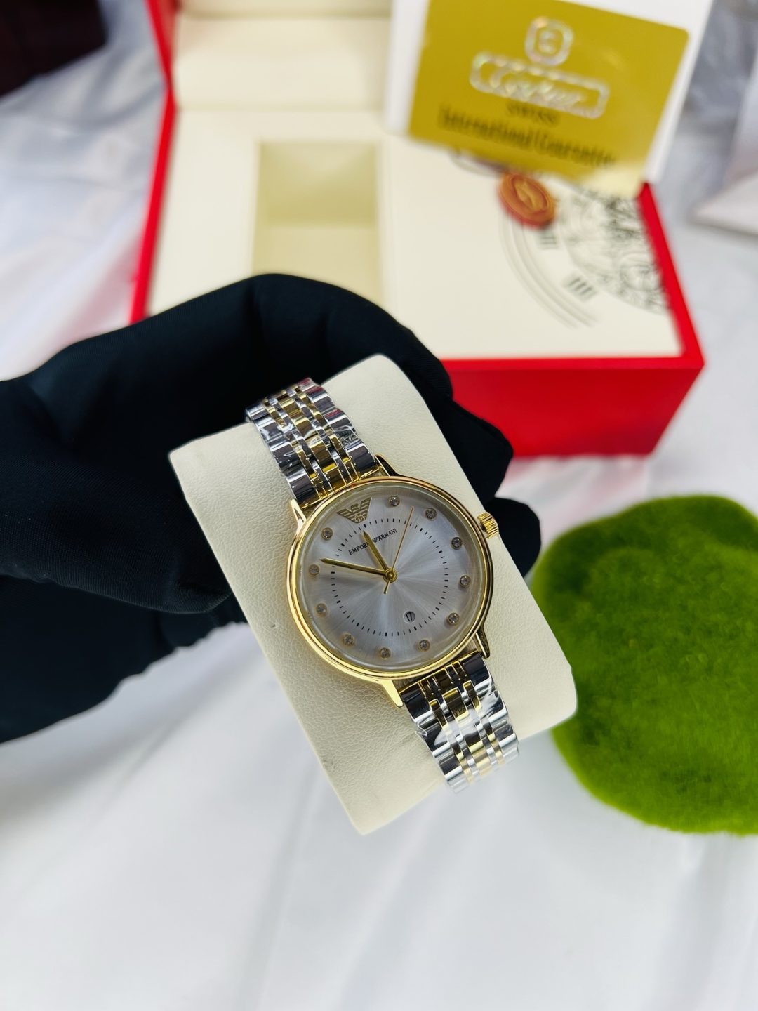 Two toned Emporio Armani watch with paper box! - Image 4