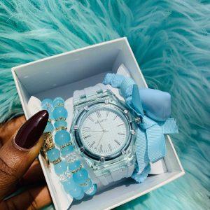 Rebirth blue silicon rubber watch combo with box 003