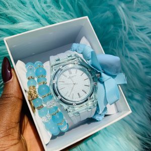 Rebirth blue silicon rubber watch combo with box 003