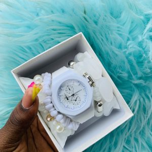 White rebirth rubber watch combo with box 002