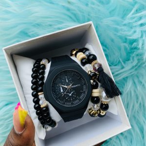 Black Rebirth rubber watch combo with box 001
