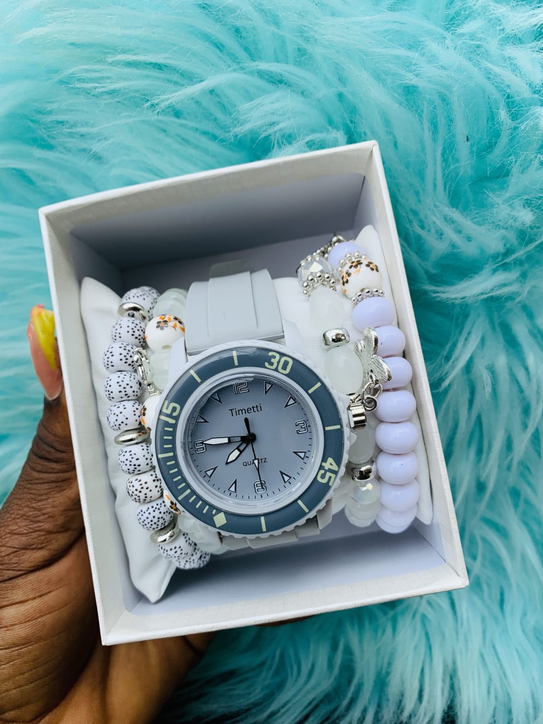 Grey Timeti rubber watch combo with box 004