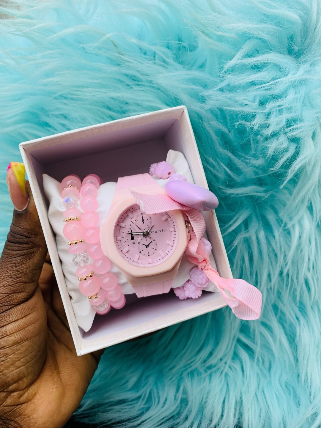 Rebirth Pink rubber watch combo with box 003 - Image 4