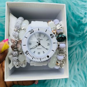 White Timeti rubber watch combo with box 002