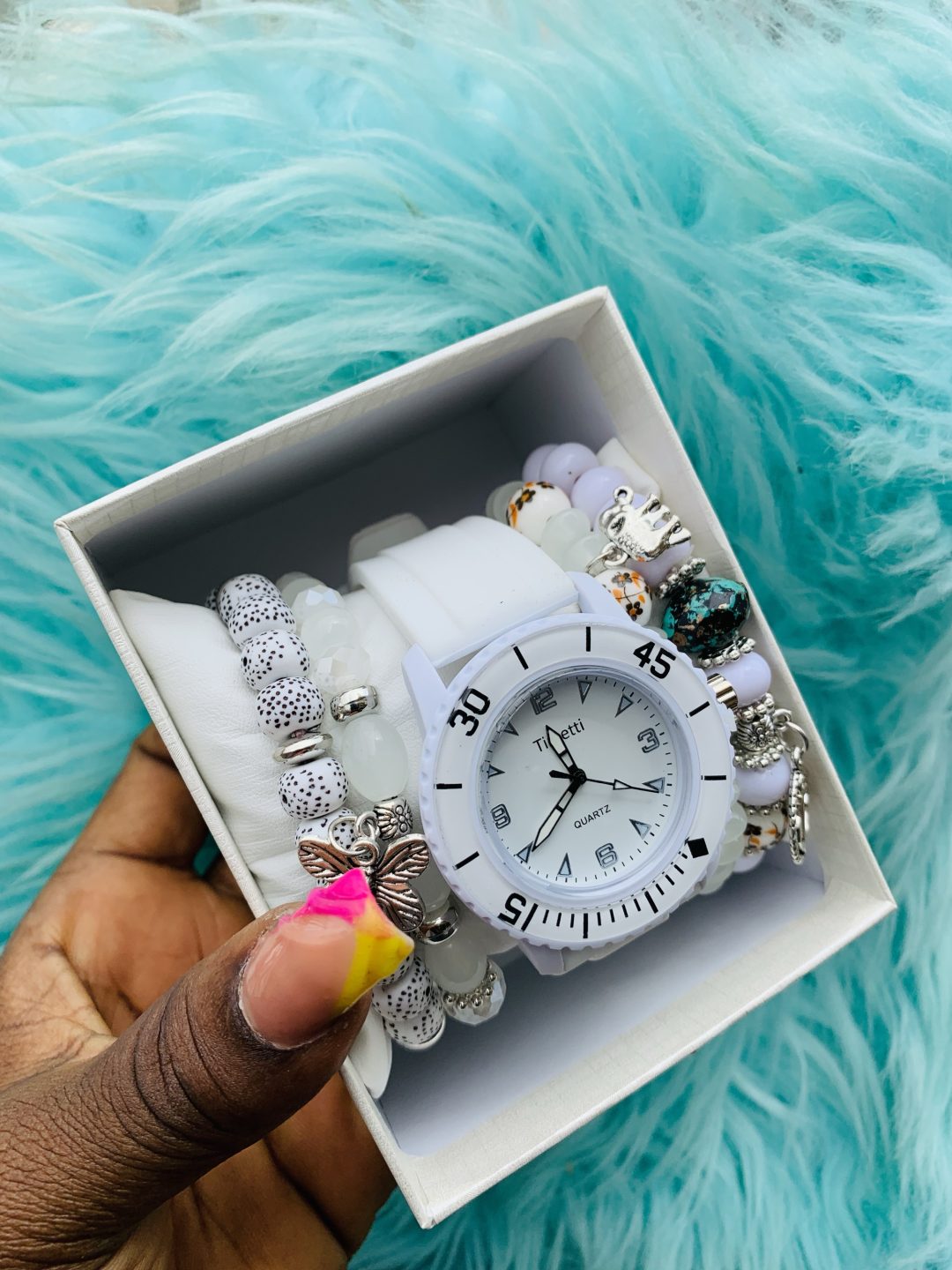 White Timeti rubber watch combo with box 002 - Image 3
