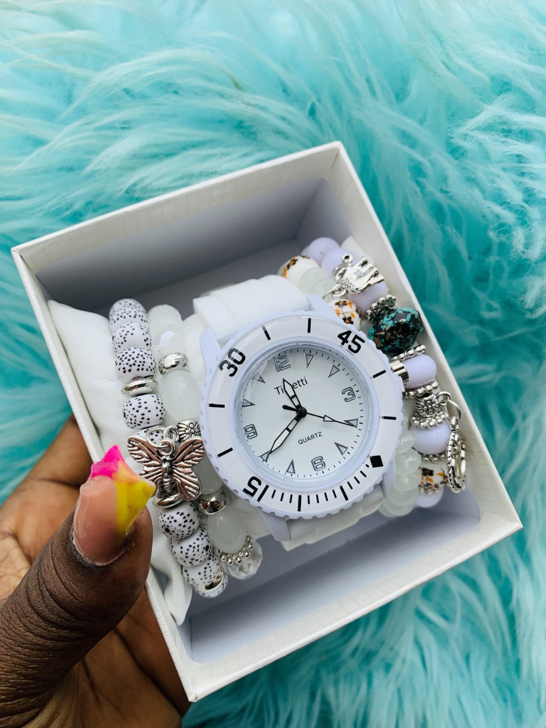 White Timeti rubber watch combo with box 002 - Image 4