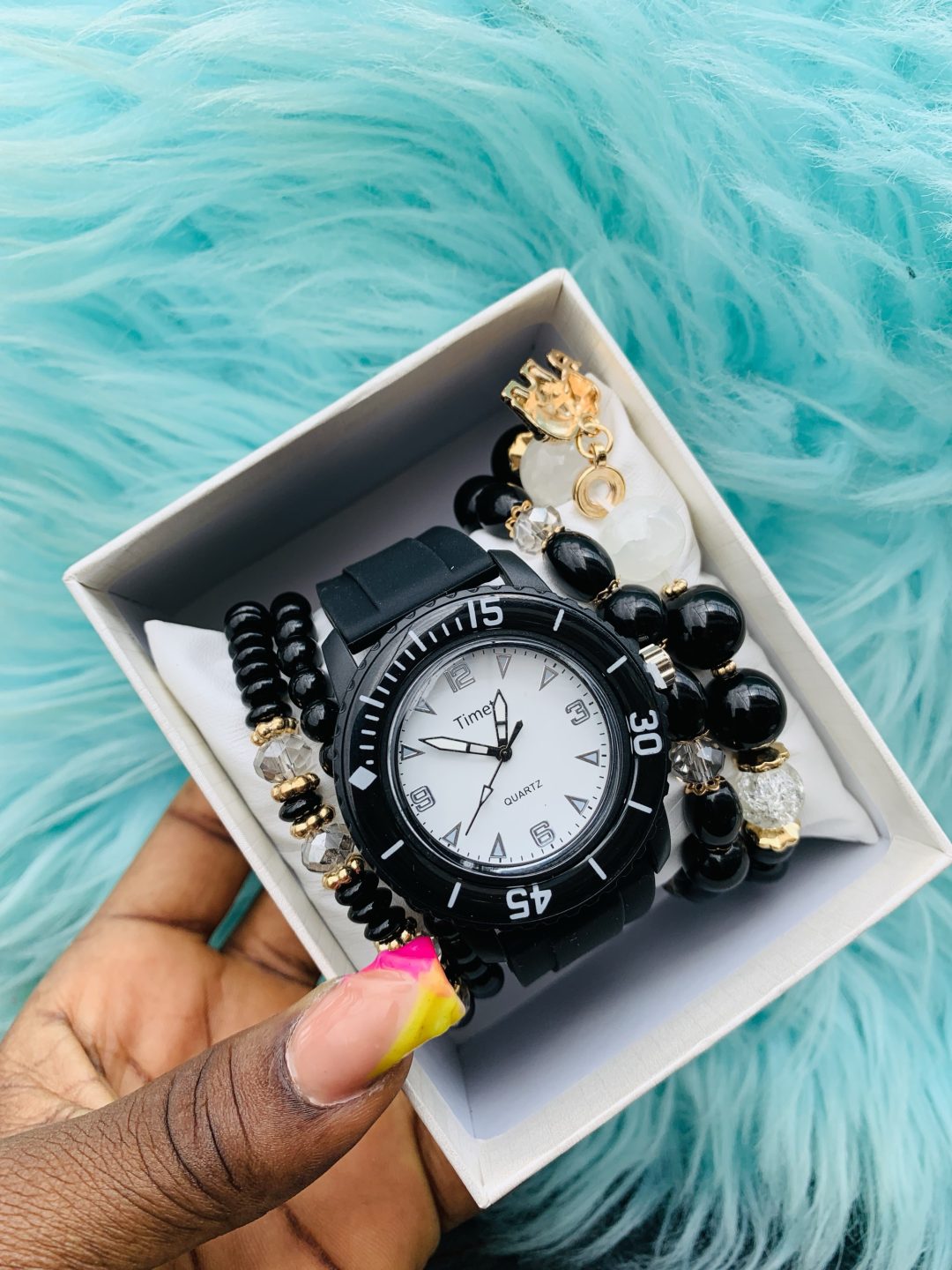Black Timeti rubber watch combo with box 001 - Image 2
