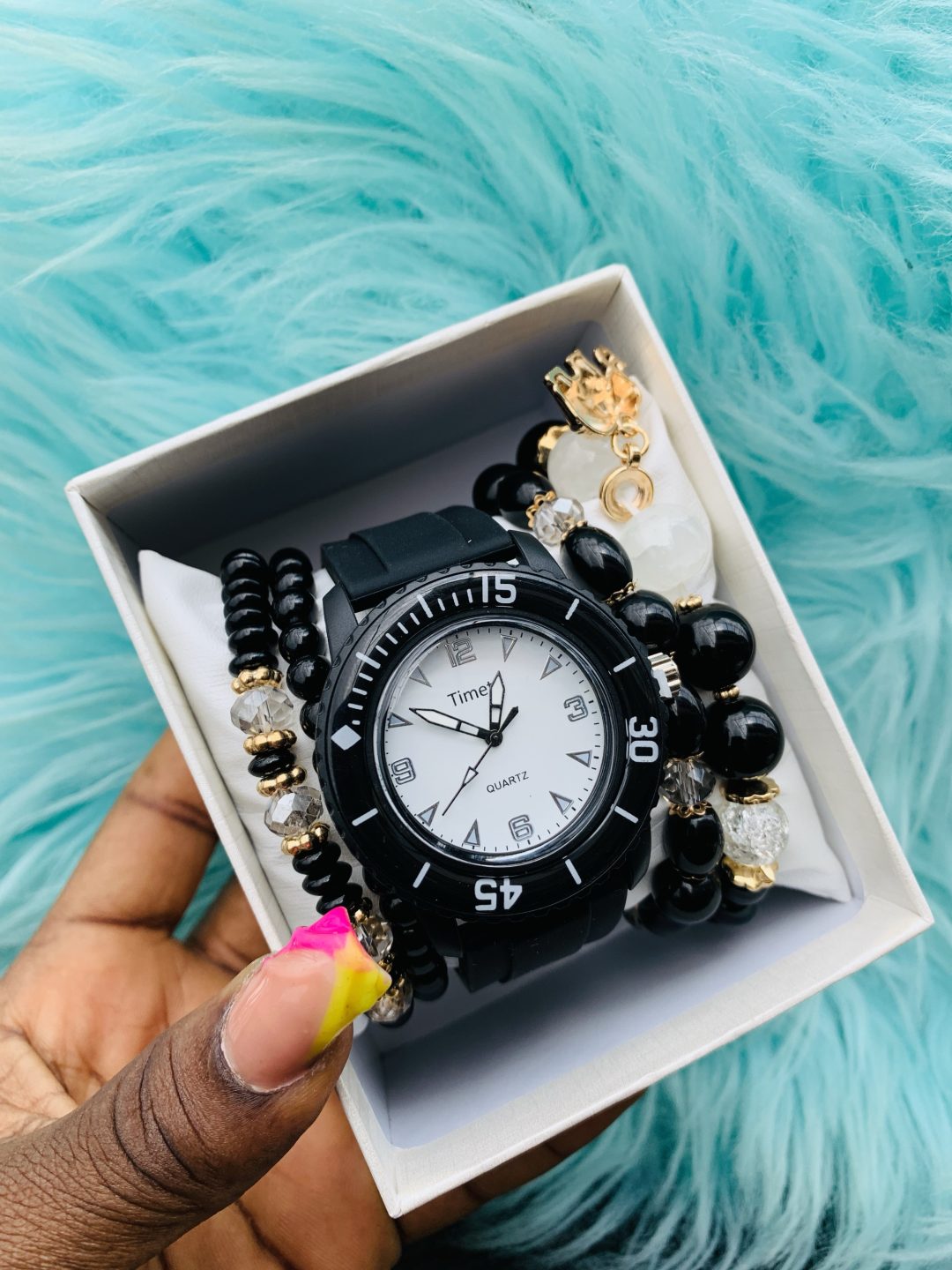 Black Timeti rubber watch combo with box 001 - Image 3