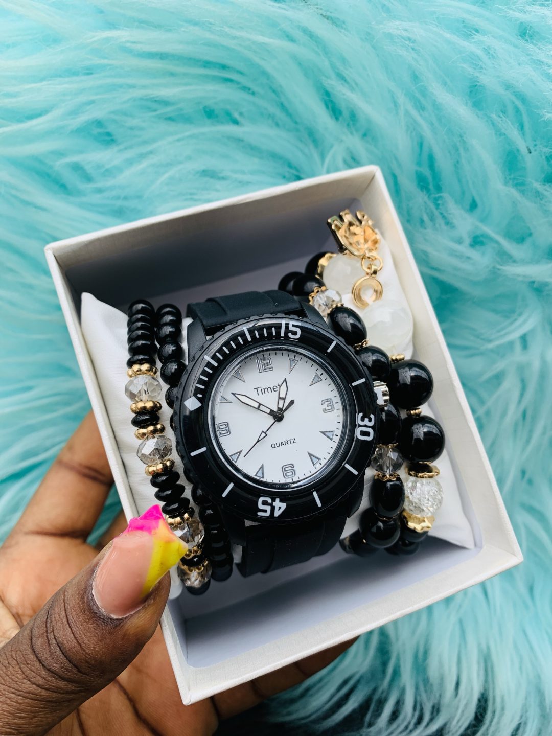 Black Timeti rubber watch combo with box 001 - Image 4