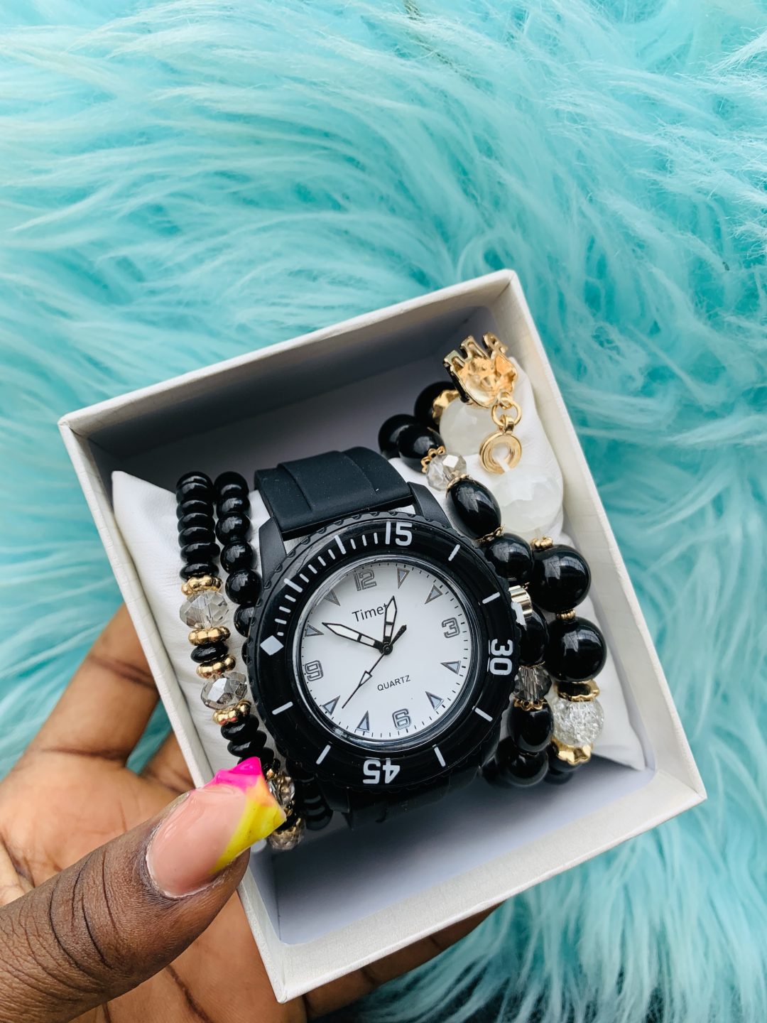 Black Timeti rubber watch combo with box 001 - Image 5