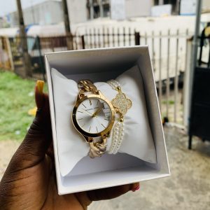 Micheal Kors gold combo with plastic box