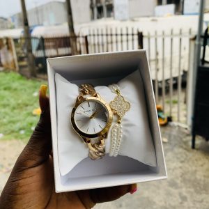Micheal Kors gold combo with plastic box