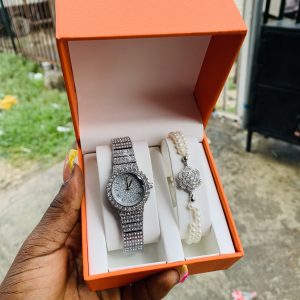Rolex silver set with plastic box