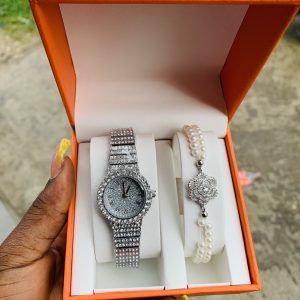 Rolex silver set with plastic box