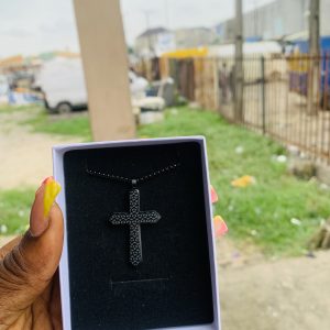 Male black steel necklace 010