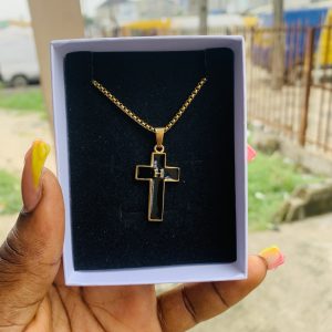 Male gold/black steel necklace 008