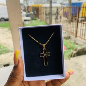 Male gold/black steel necklace 008
