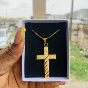Male gold steel necklace 004