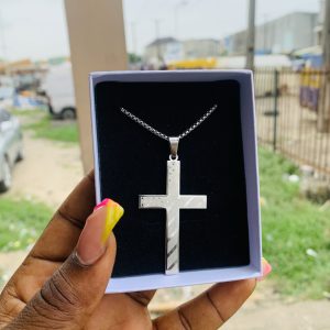 Male silver steel necklace 001