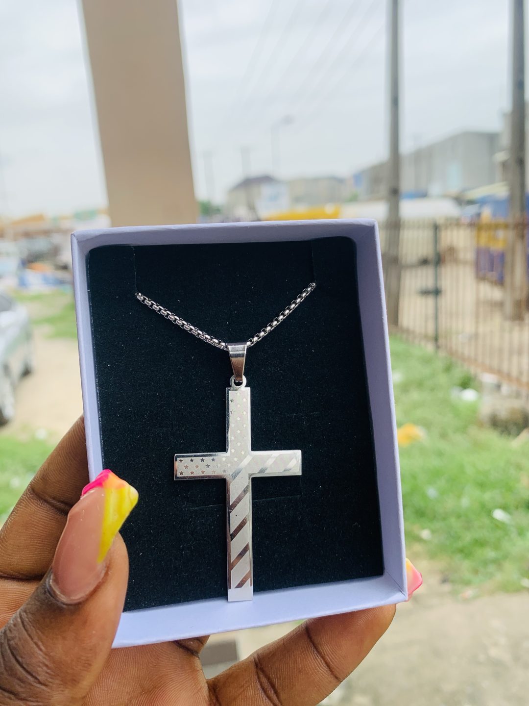 Male silver steel necklace 001