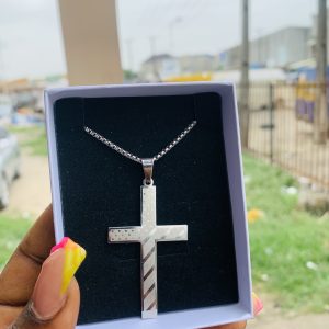 Male silver steel necklace 001