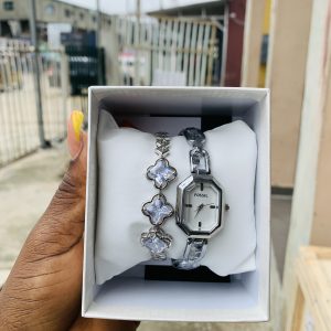Fossil silver watch combo with box