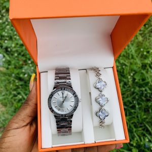 Versace silver watch combo with box