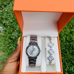 Versace silver watch combo with box