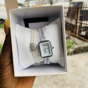 Cattier pearl watch combo with box