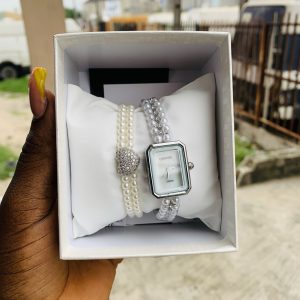 Cattier pearl watch combo with box