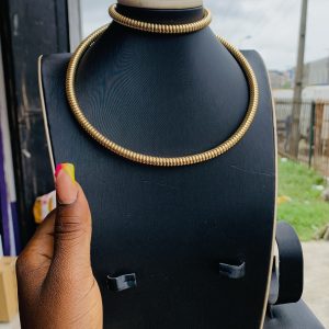 Spring cord gold necklace 001