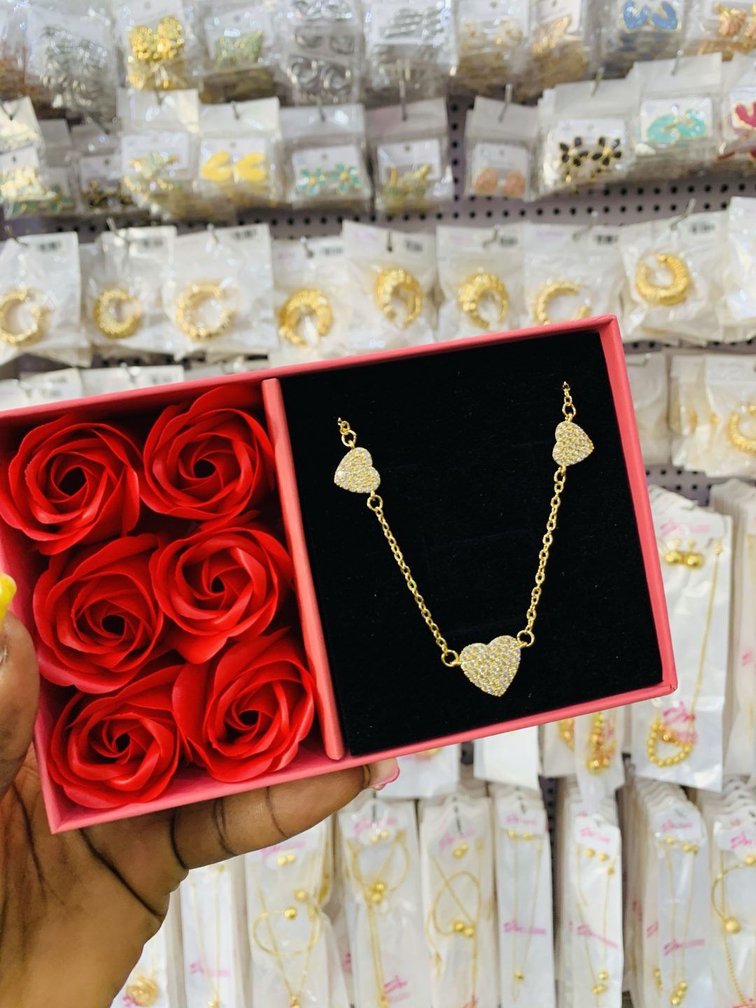 Love gold necklace with exact box