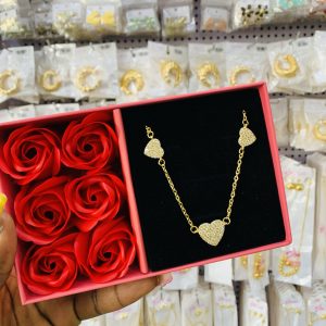 Love gold necklace with exact box