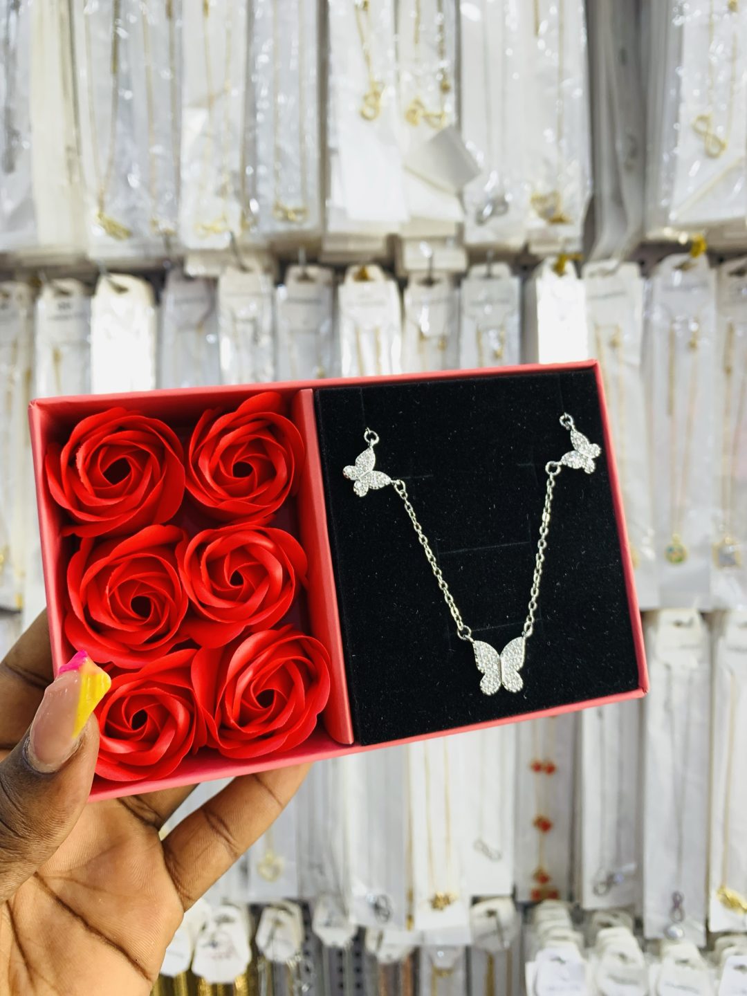 Butterfly silver necklace with exact box - Image 2