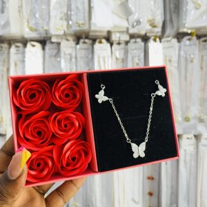 Butterfly silver necklace with exact box