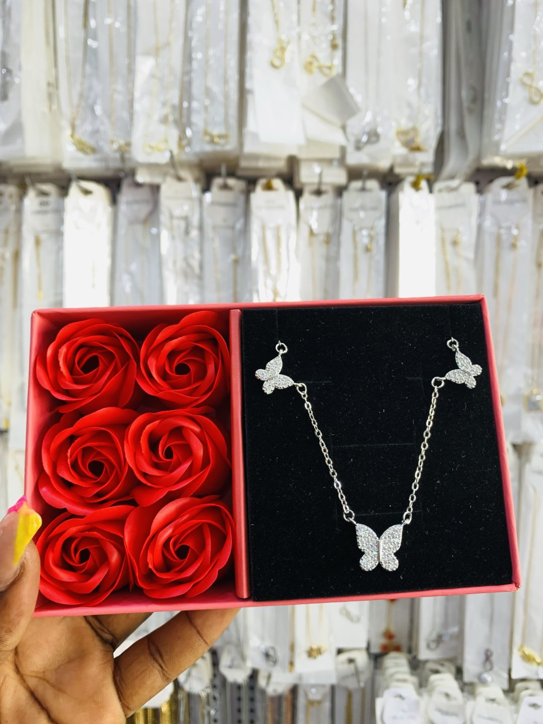 Butterfly silver necklace with exact box - Image 3