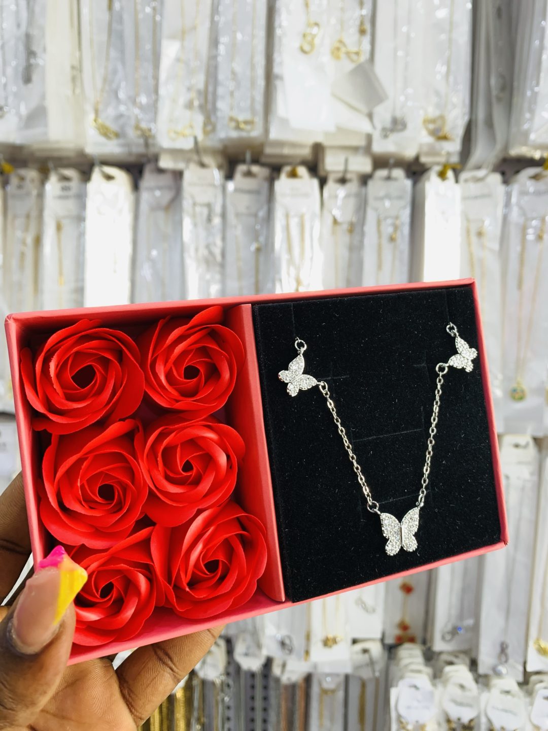 Butterfly silver necklace with exact box - Image 4
