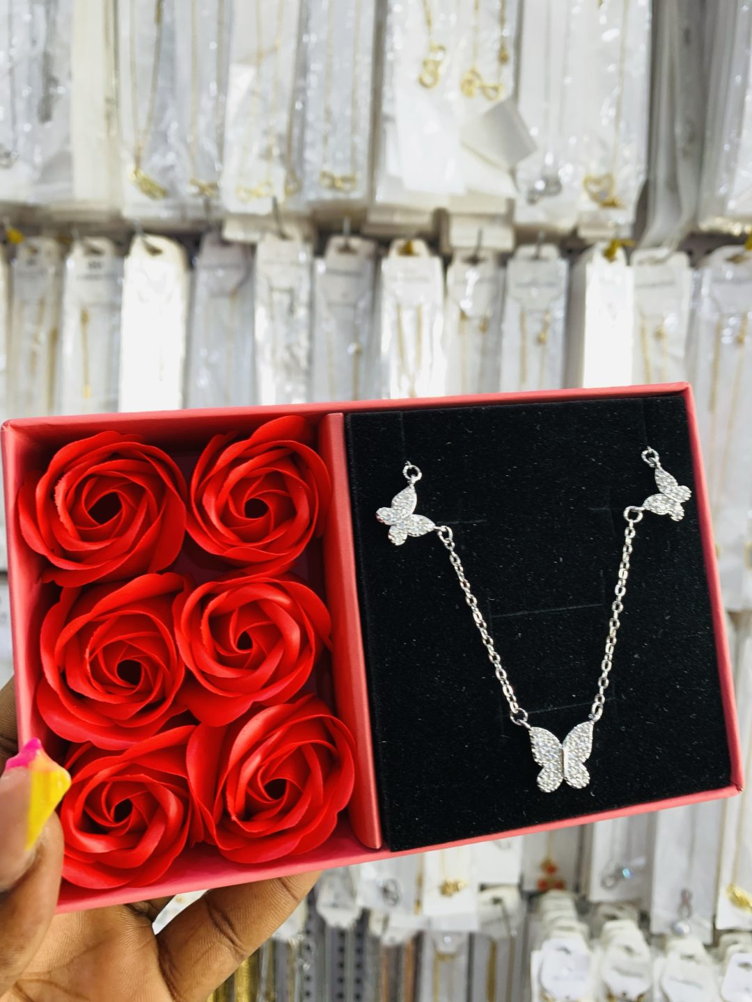 Butterfly silver necklace with exact box - Image 5