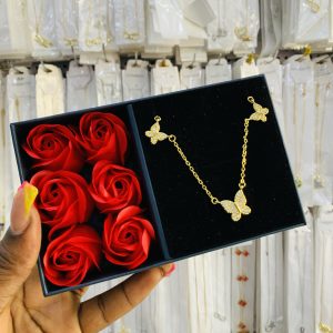 Butterfly gold necklace with exact box