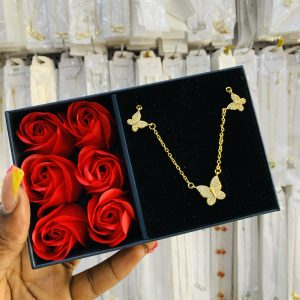 Butterfly gold necklace with exact box