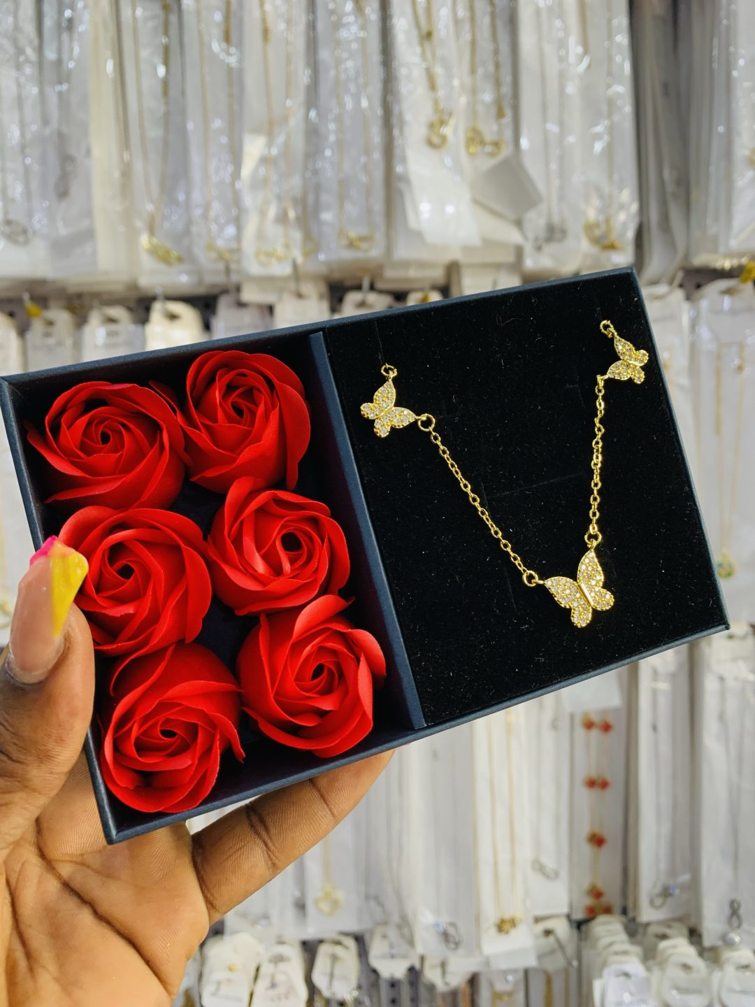 Butterfly gold necklace with exact box - Image 4