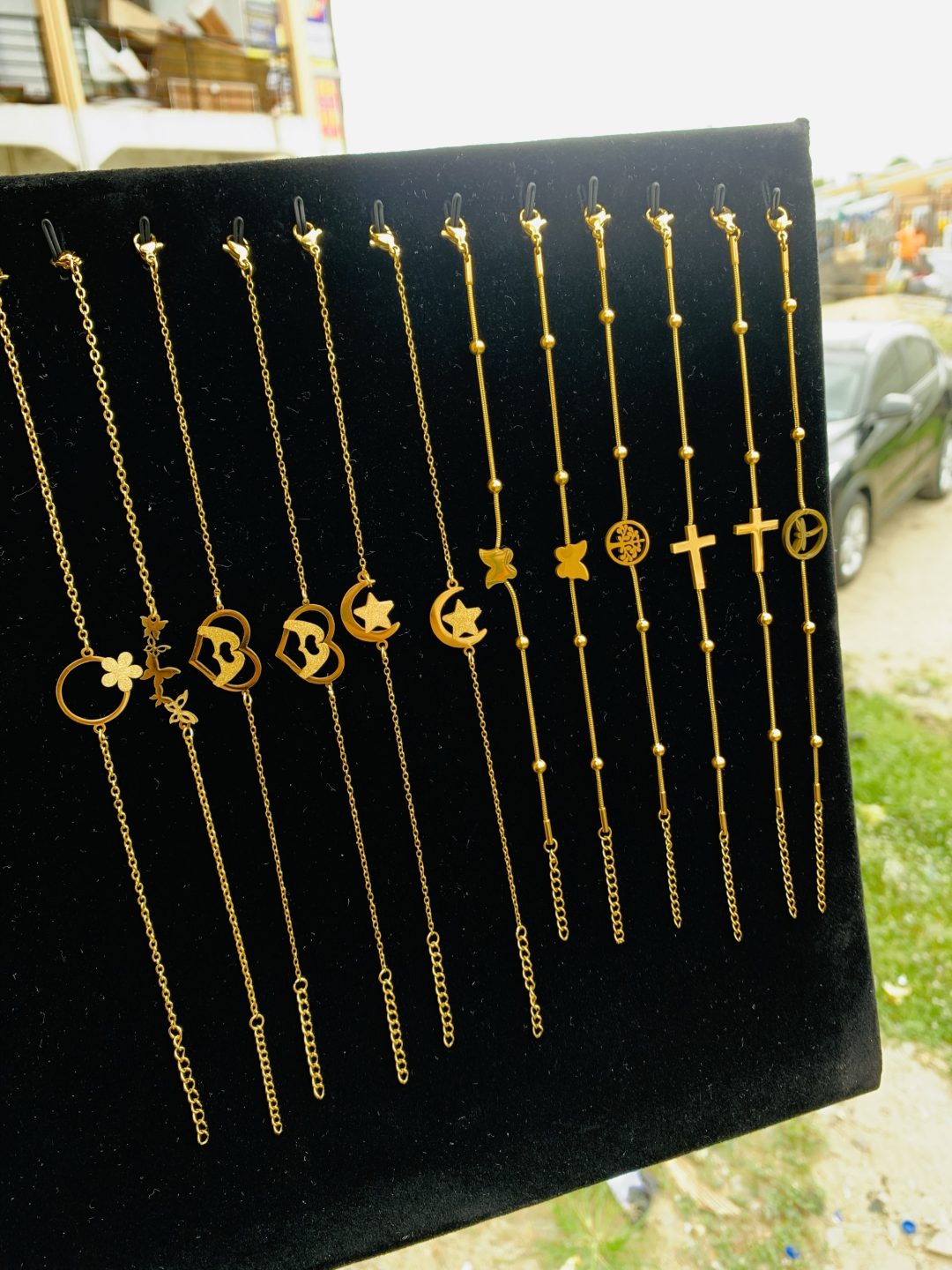 A dozen of mixed gold steel bracelet