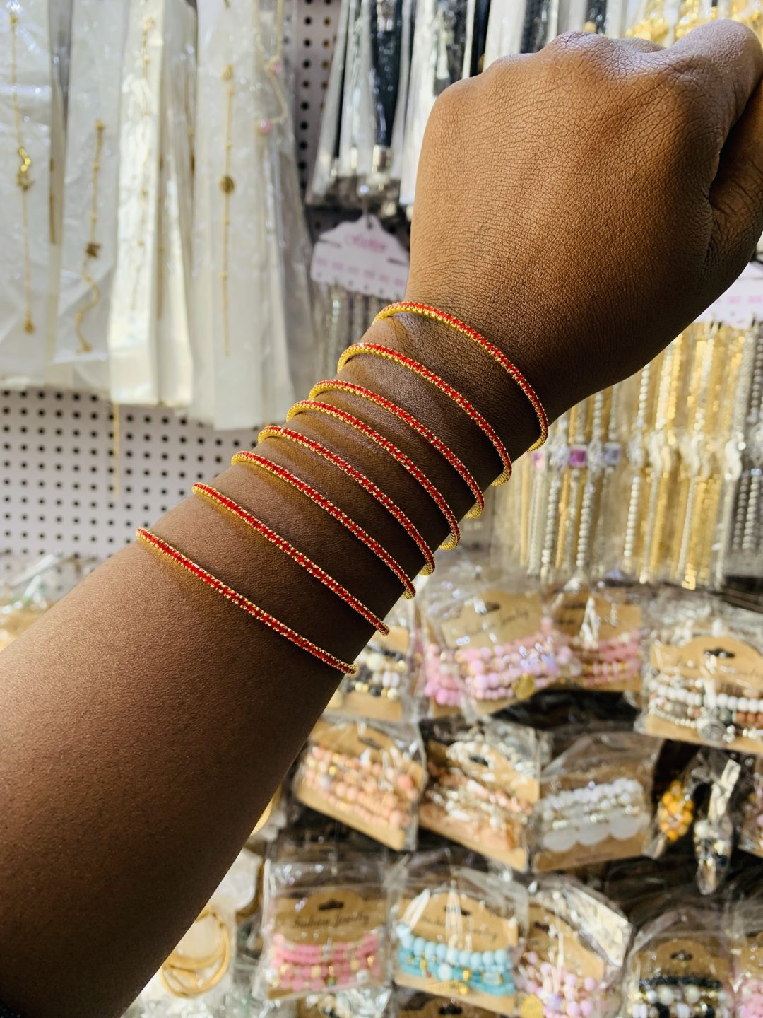 8 Roll red stoned spiral bangle 006 - Image 2