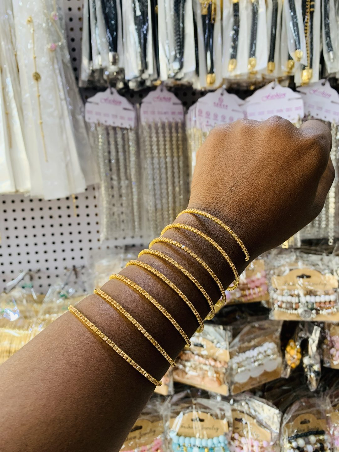 8 Roll brown stoned spiral bangle 005