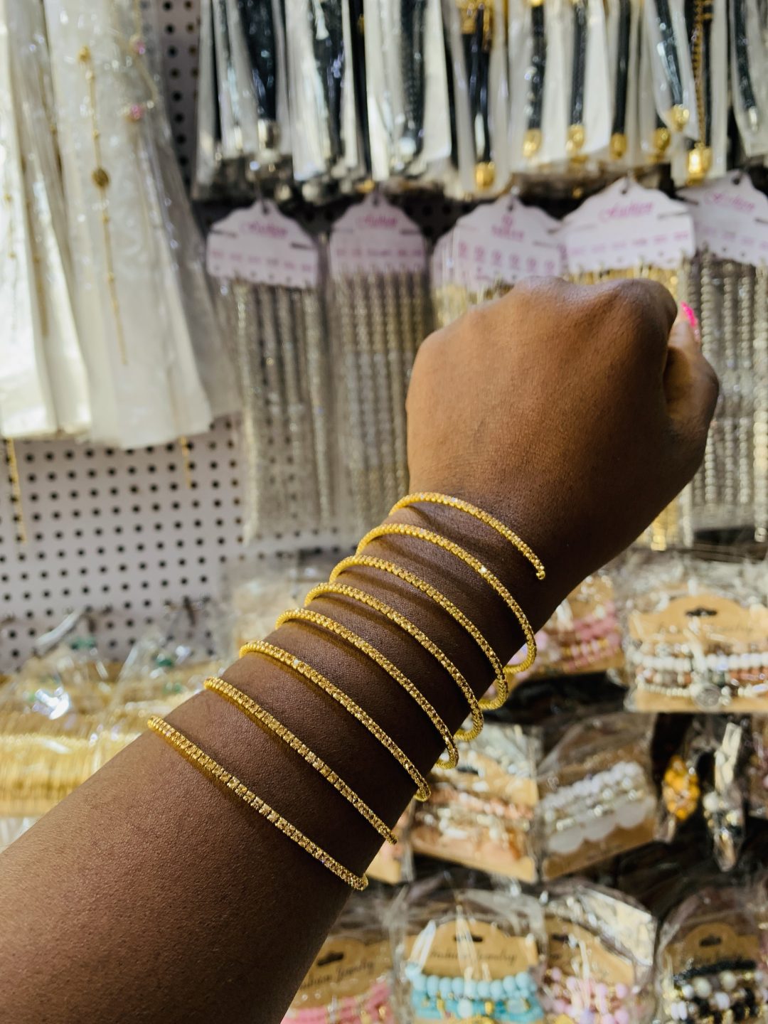 8 Roll brown stoned spiral bangle 005 - Image 2