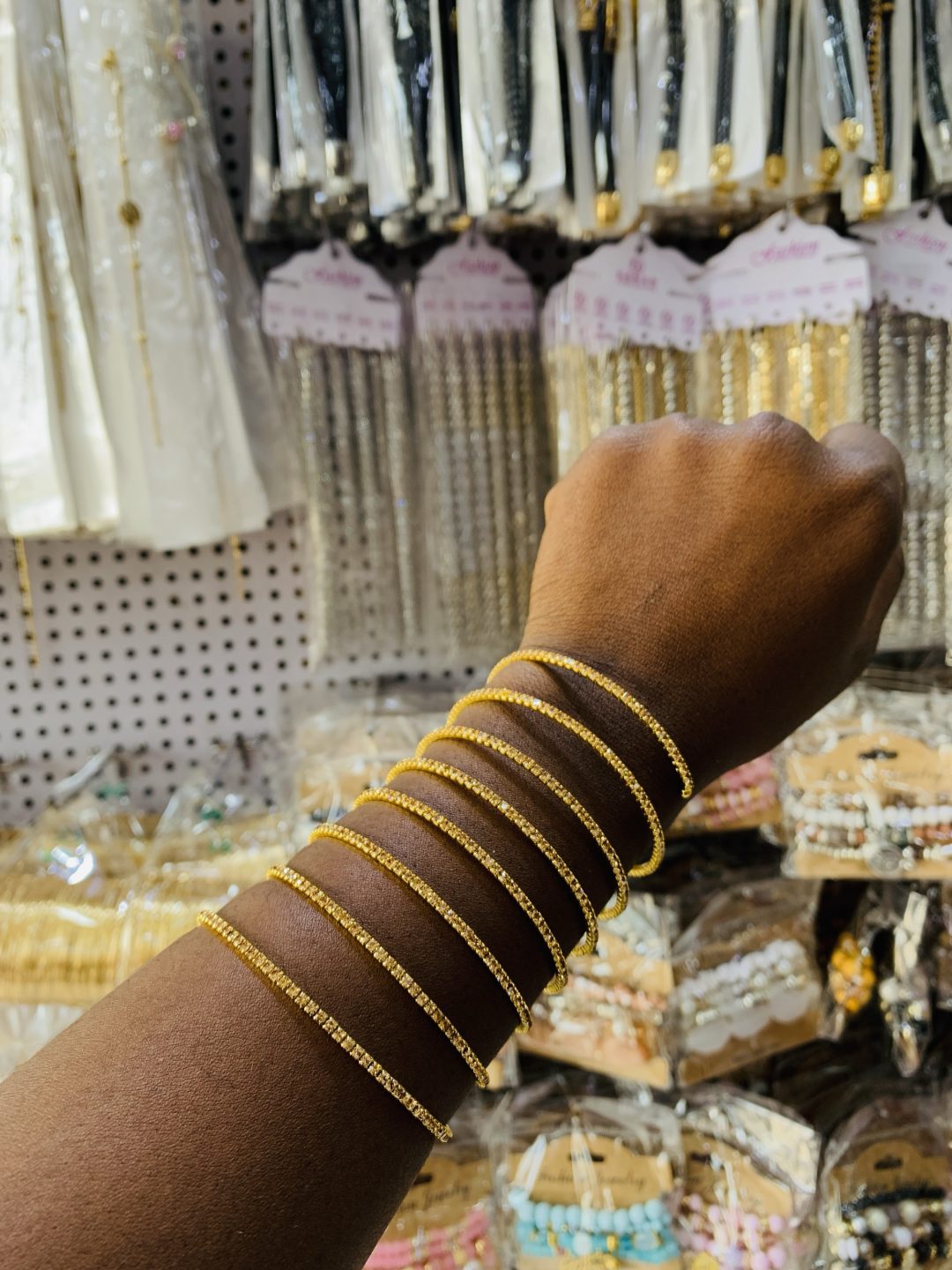 8 Roll brown stoned spiral bangle 005 - Image 4